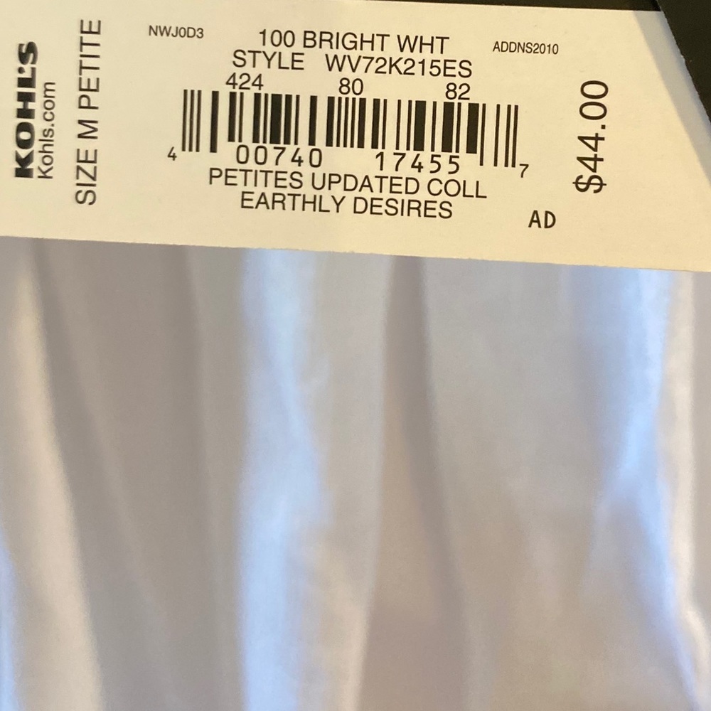 Simply Vera Vera Wang White Pintuck Flowy Tank Top Size MP - Picture 5 of 7